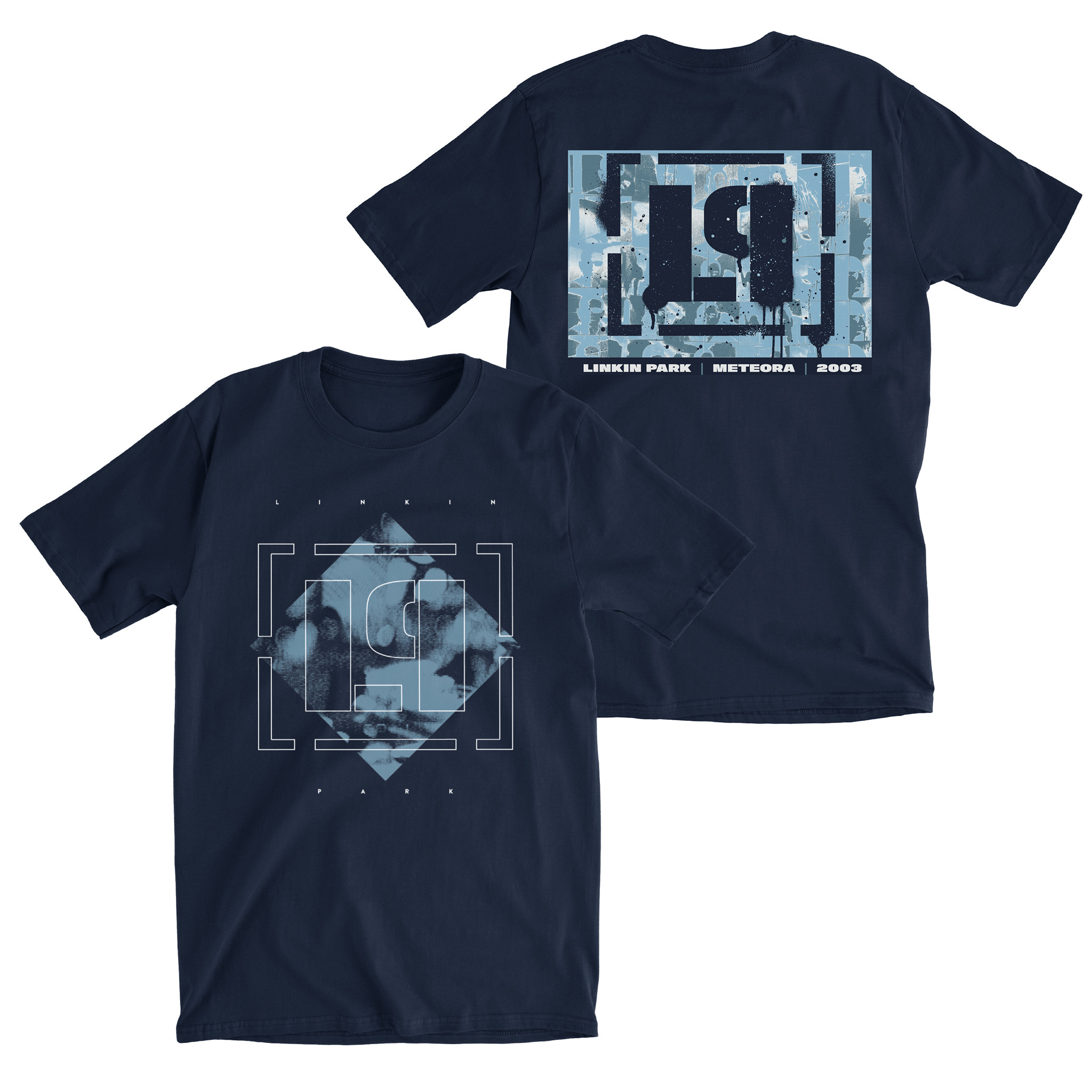 Linkin Park Tour Merch Meteora Distorted Navy Tee Best Music Gift For Fans