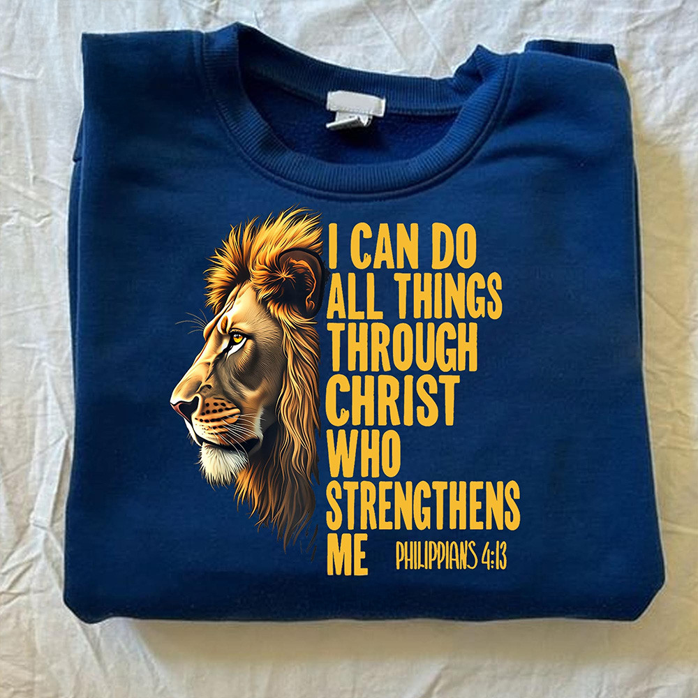 Lion I Can Do All Things Through Christ Shirt Faith Christian Fathers Day Dad Gift Ideas