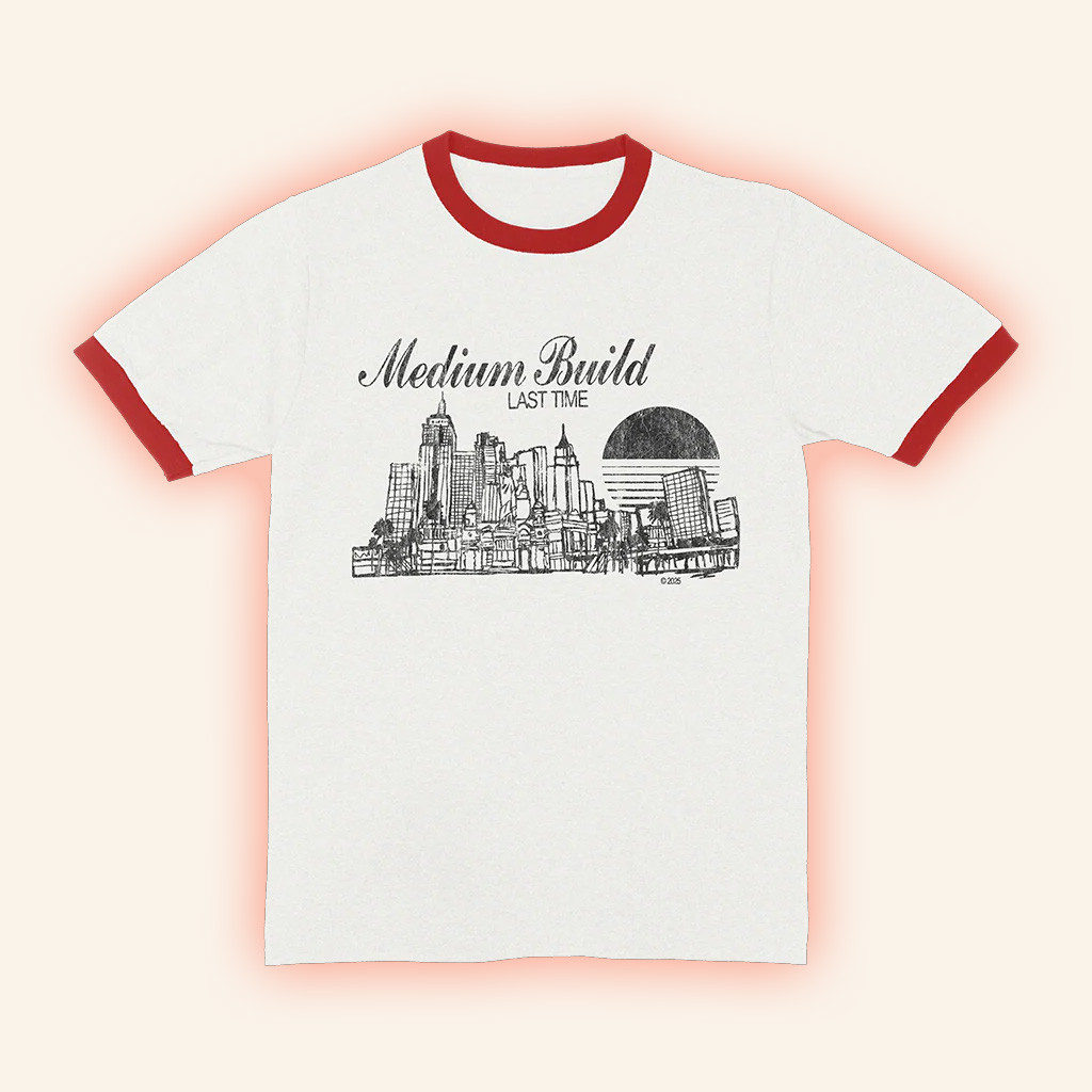 Medium Build Music Merch Cityscape Ringer T-Shirt Presents For Music Lovers