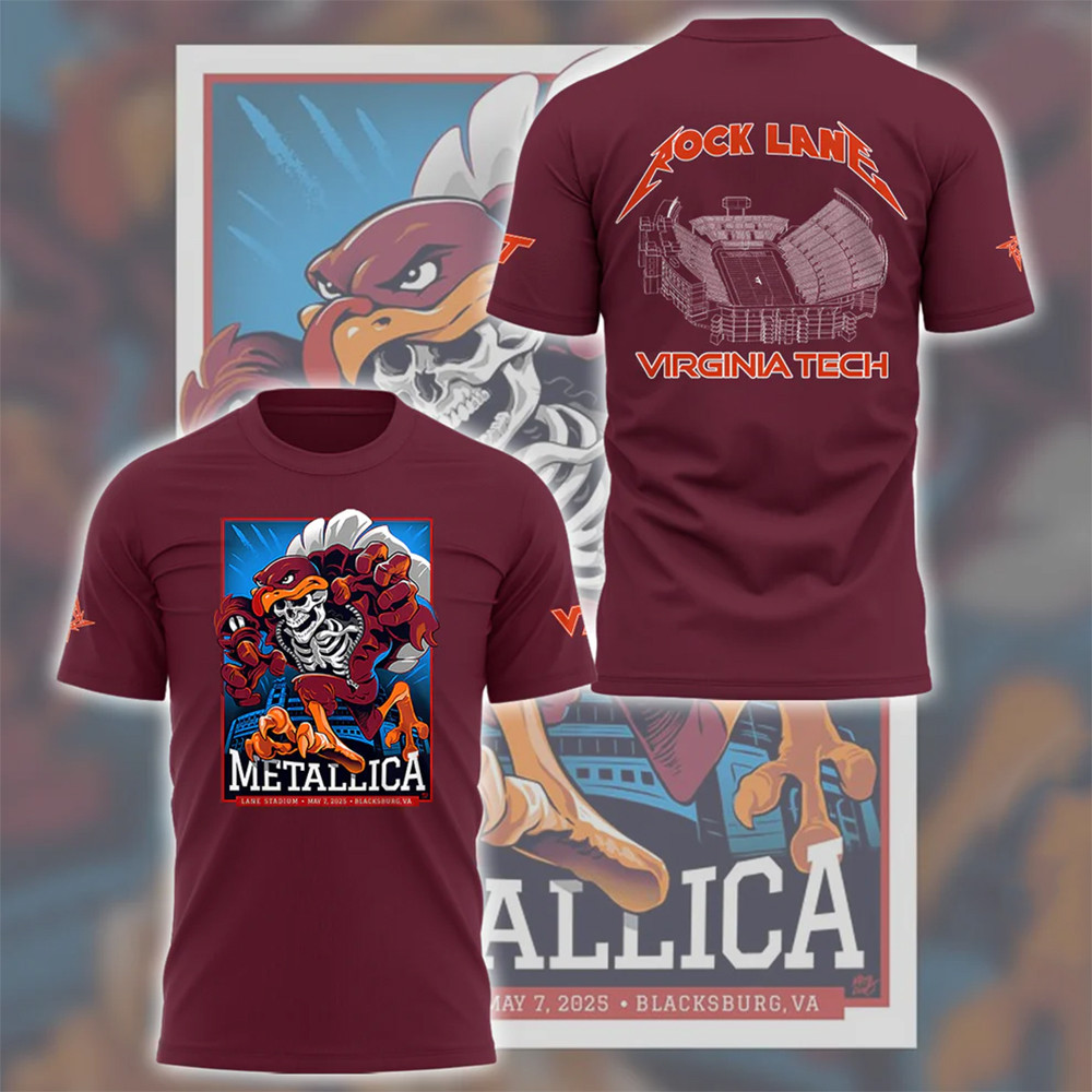 Metallica x Virginia Tech Lane Rocked T-Shirt Gifts For Music Enthusiasts