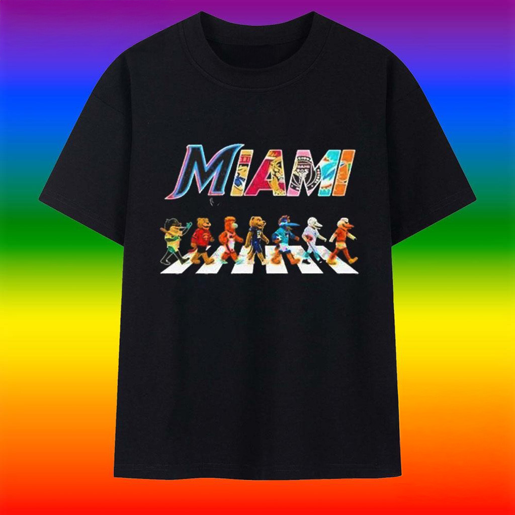 Miami Mascot Chibi Walking Abbey Road 2025 T-Shirt