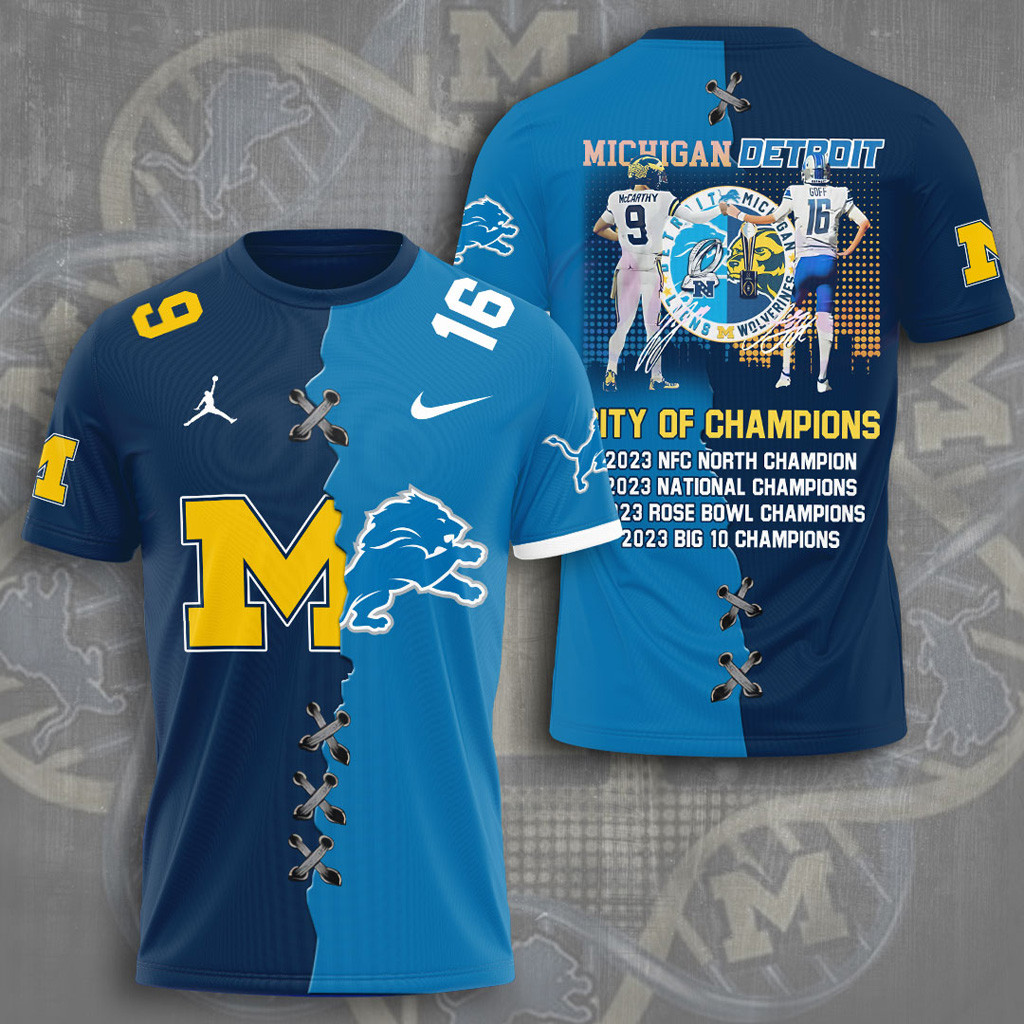 Michigan Wolverines X Detroit Lions Shirt Fan Merch Best Gifts For Husband