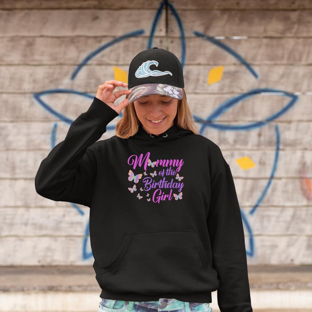Mommy of The Birthday Girl Shirt Butterfly Mom Mama 1st