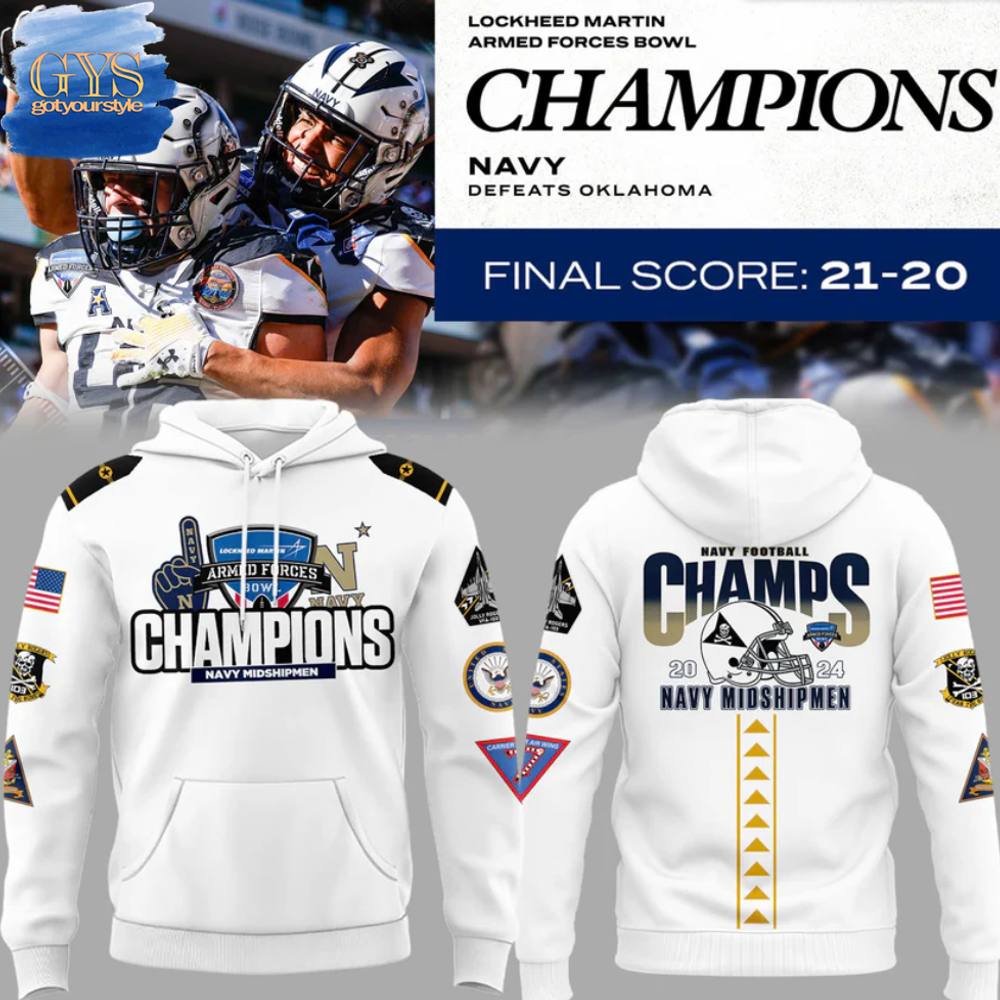 Navy Midshipmen Armed Forces Bowl Champions Limited Edition Hoodie