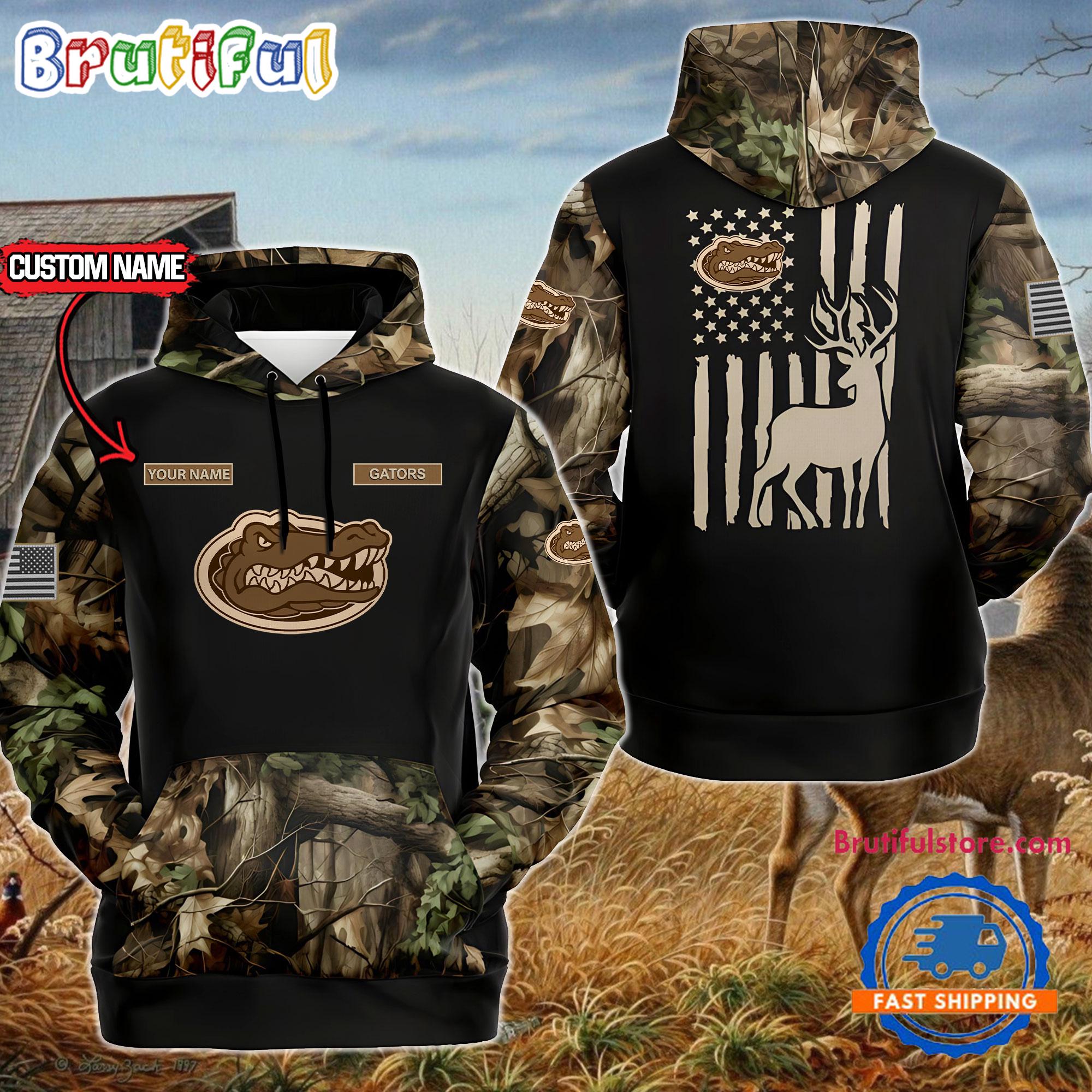 NCAA Florida Gators Sporty Camo Hunting Style Hoodie Sweatshirt TShirt
