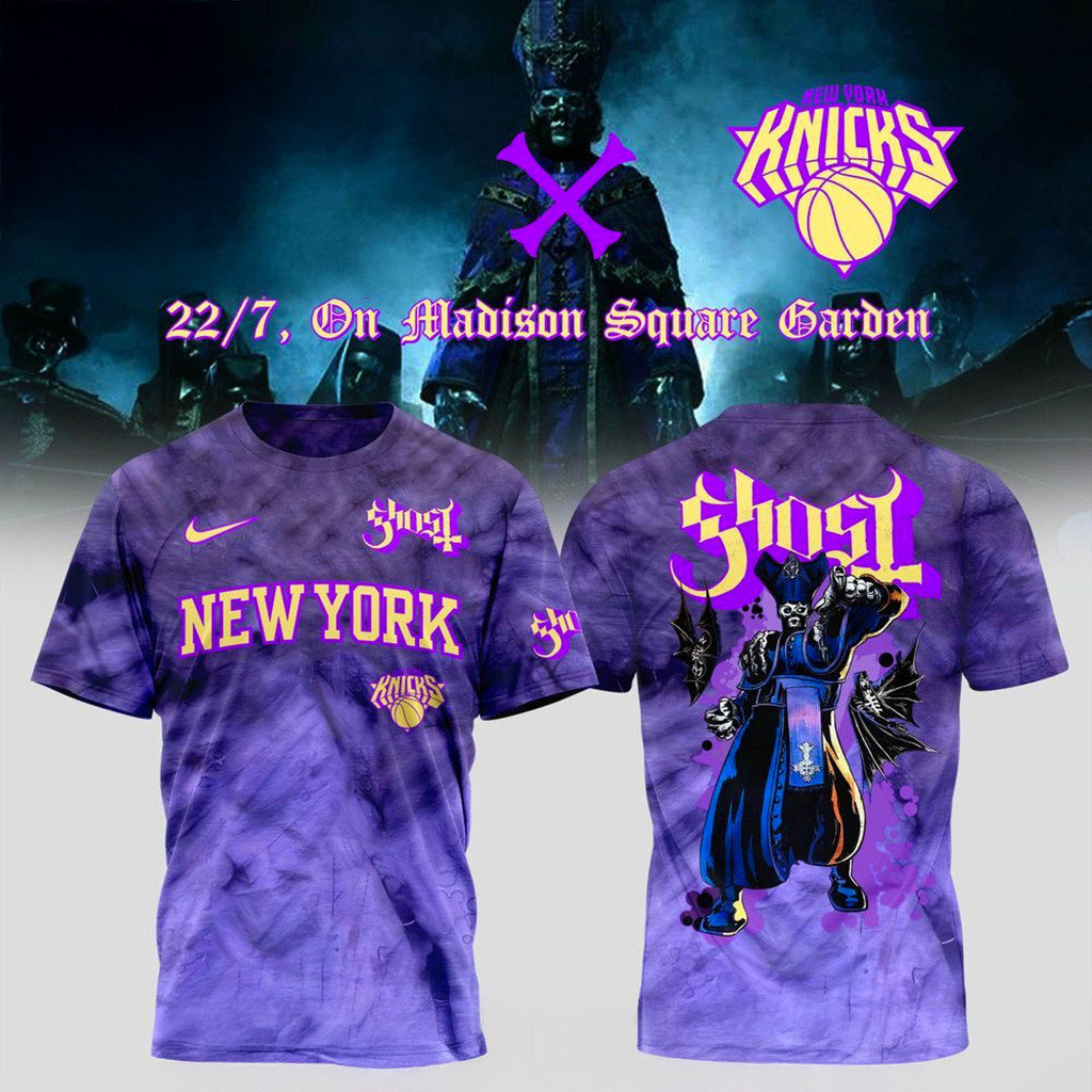 New York Knicks X Ghost Band World Tour 2025 T-Shirt New York Knicks Merch Gifts For Dad