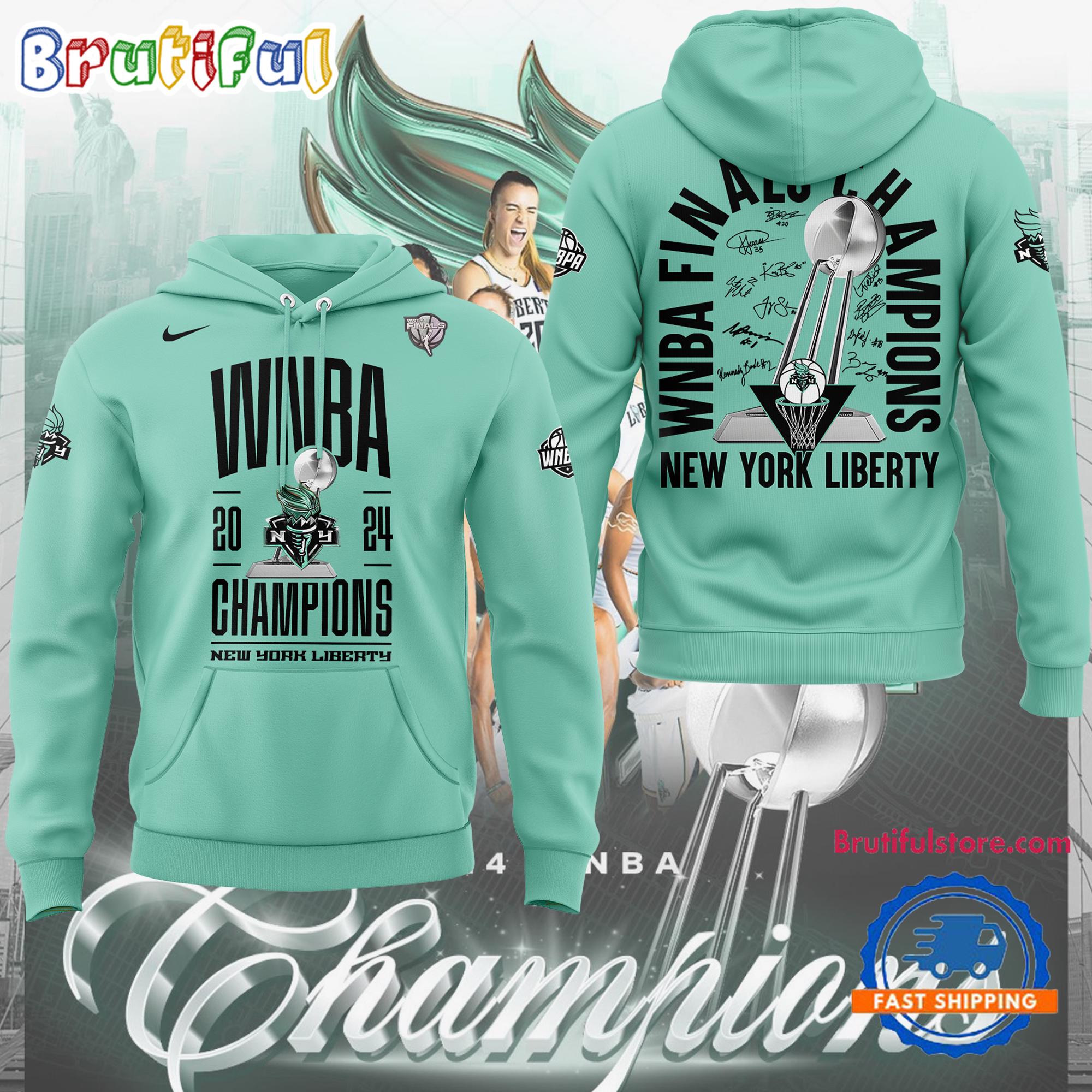 New York Liberty 2024 WNBA Finals Champions 3D Hoodie