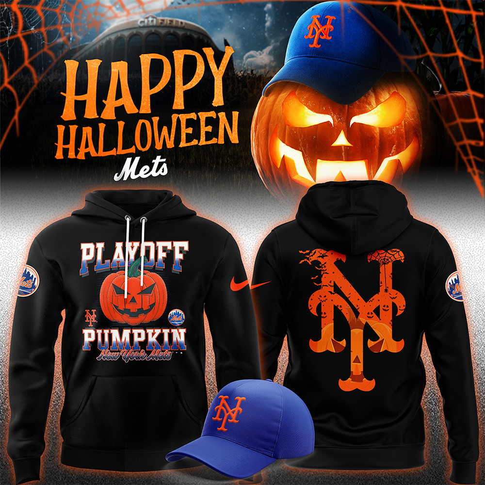 New York Mets 2024 MLB Postseason Playoff Pumpkin Halloween Hoodie Presents For Baseball Fans