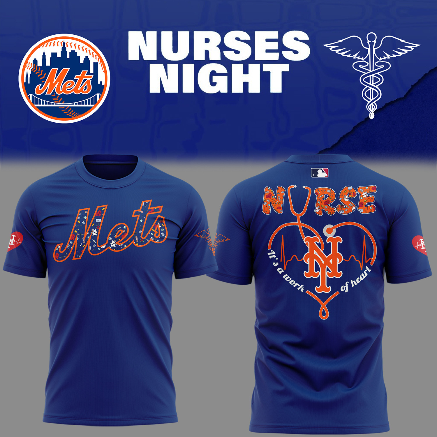 New York Mets Baseball Nurses Night Blue T-shirt Baseball Team Gift Ideas