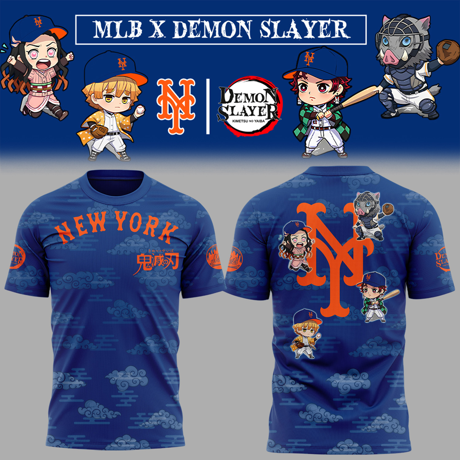 New York Mets X Demon Slayer 2025 T-shirt Presents For Anime Anthusiasts