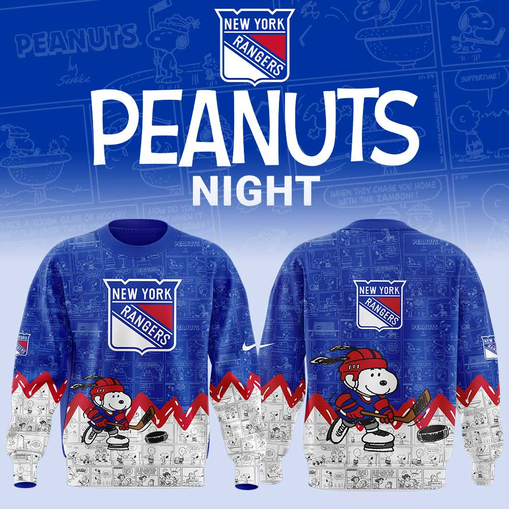 New York Rangers Anniversary Of Peanuts Sweatshirt Gifts For Hockey Fans