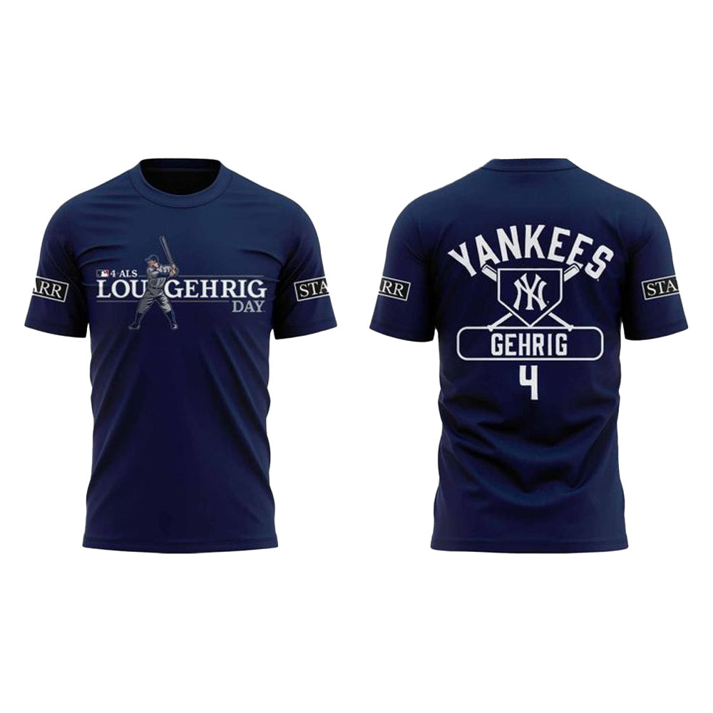 New York Yankees X 2025 Lou Gehrig Day Special Shirt New York Yankees Merch Fans Gifts