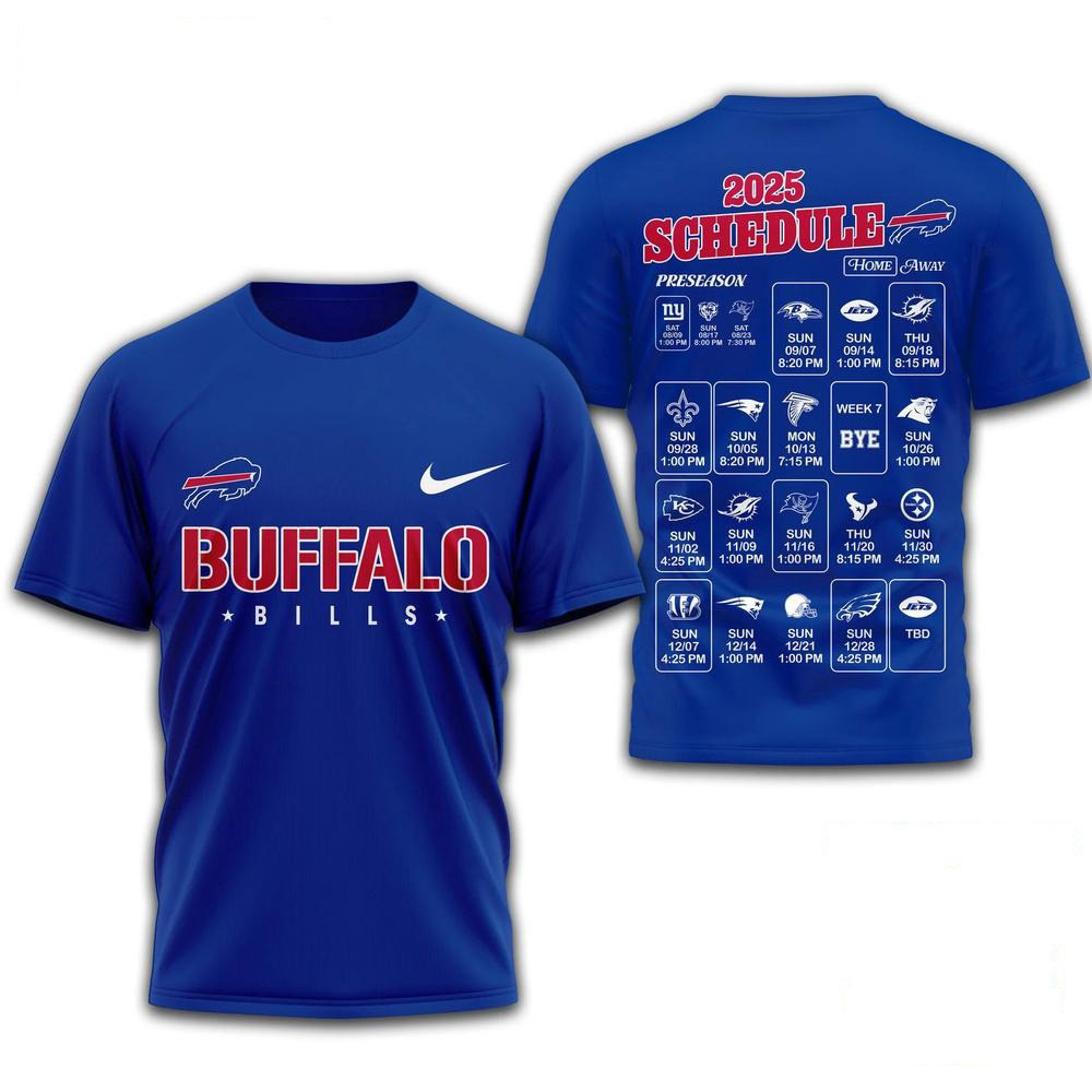 NFL Buffalo Bills 2025 Schedule 2025 Shirt Buffalo Bills Merch Best Gifts For Dad