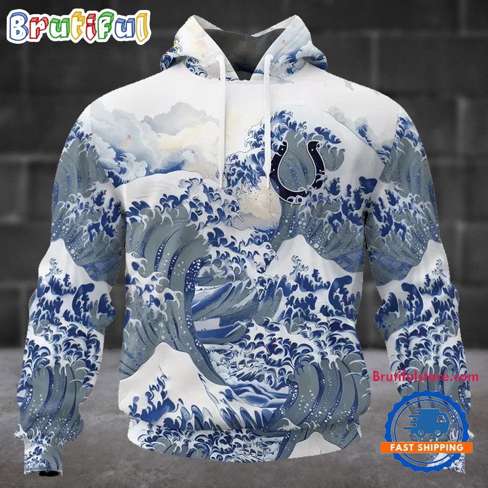 NFL Indianapolis Colts Football Great Wave All Over Print Hoodie