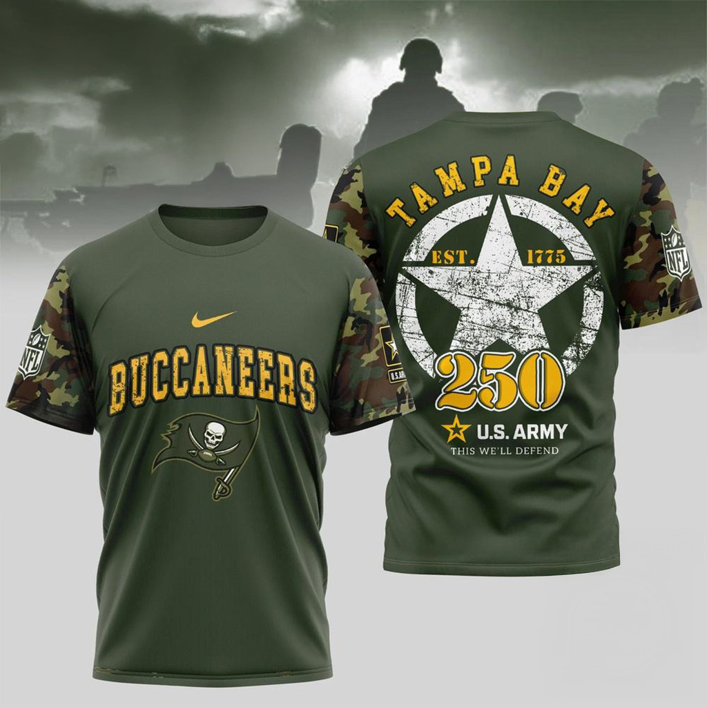 NFL Tampa Bay Buccaneers US Army 250Th Birthday Celebration 3D Shirt