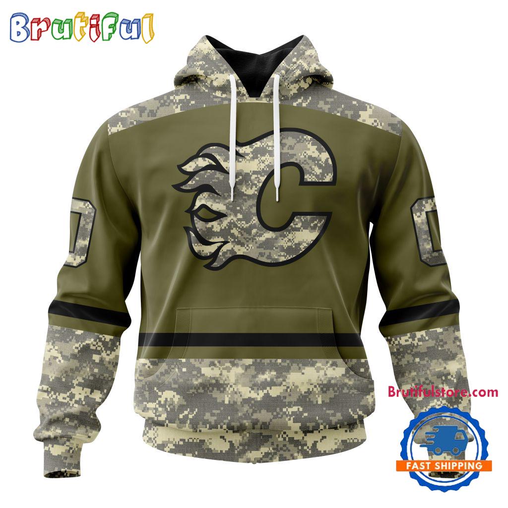 NHL Calgary Flames Special Veterans Military Appreciation Hoodie TShirt Sweatshirt