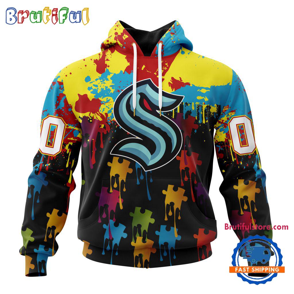 NHL Seattle Kraken Special Autism Awareness Custom Hoodie Sweatshirt TShirt