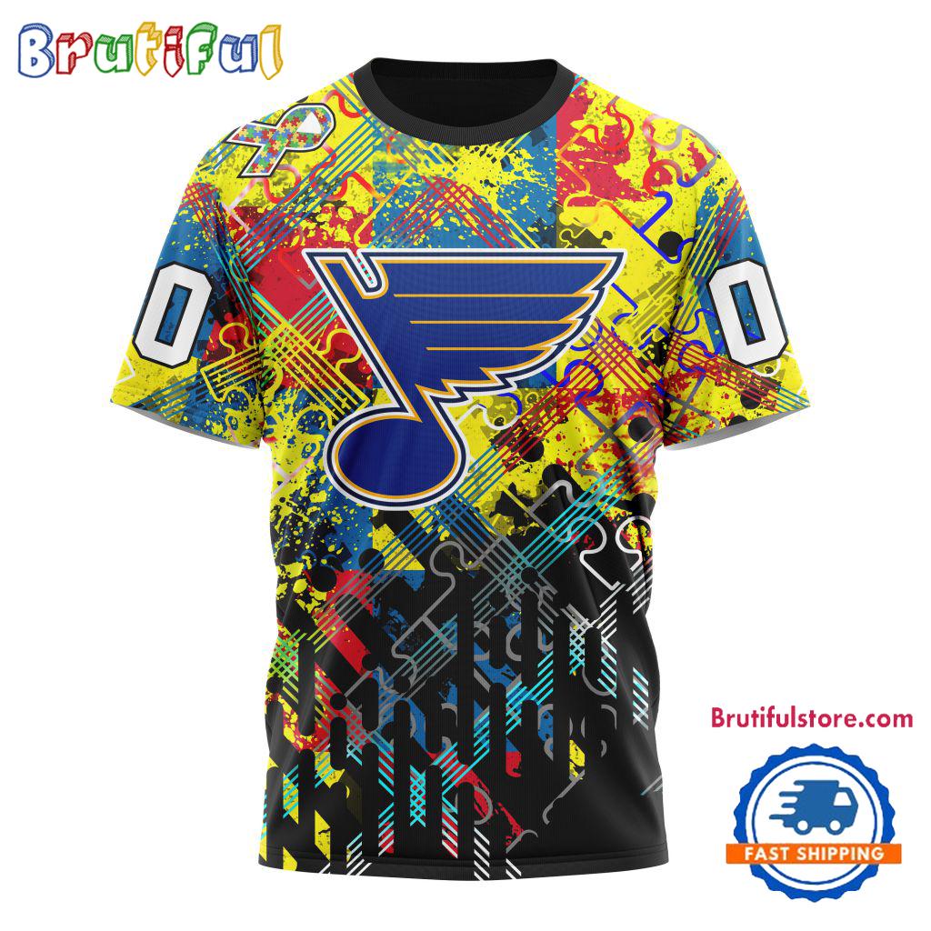 NHL St Louis Blues Hockey Logo Team Autism Awareness Design TShirt Sweatshirt Hoodie