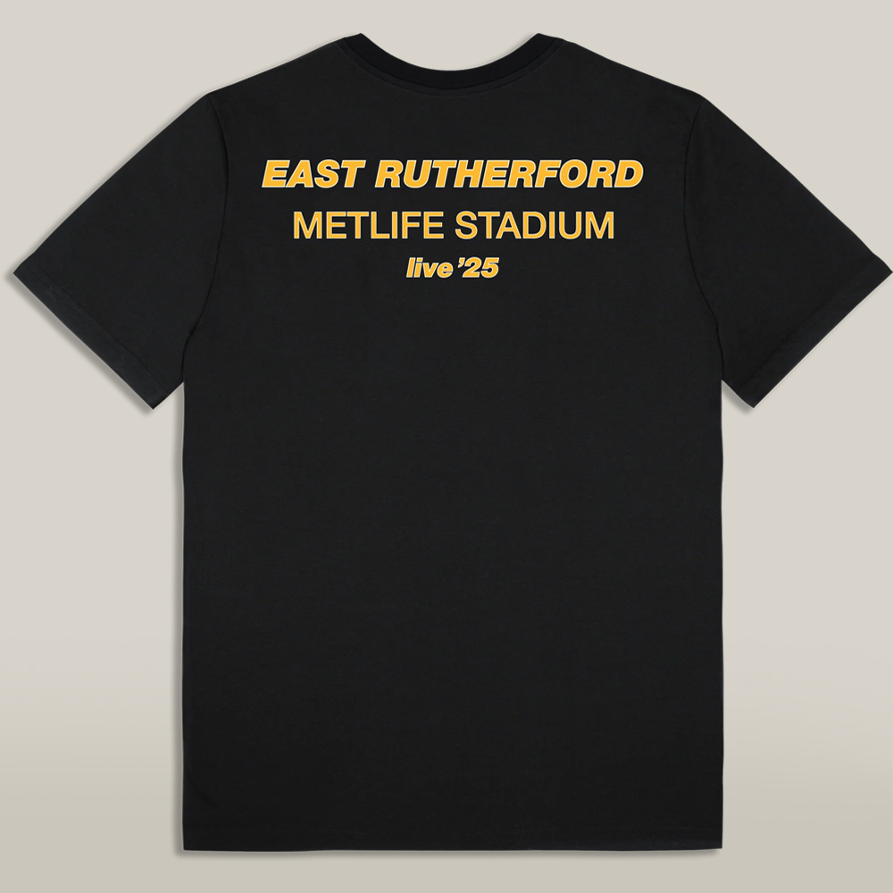 Oasis 25 Merch Live 25 East Rutherford T Shirt Black Fan Merch Apparel