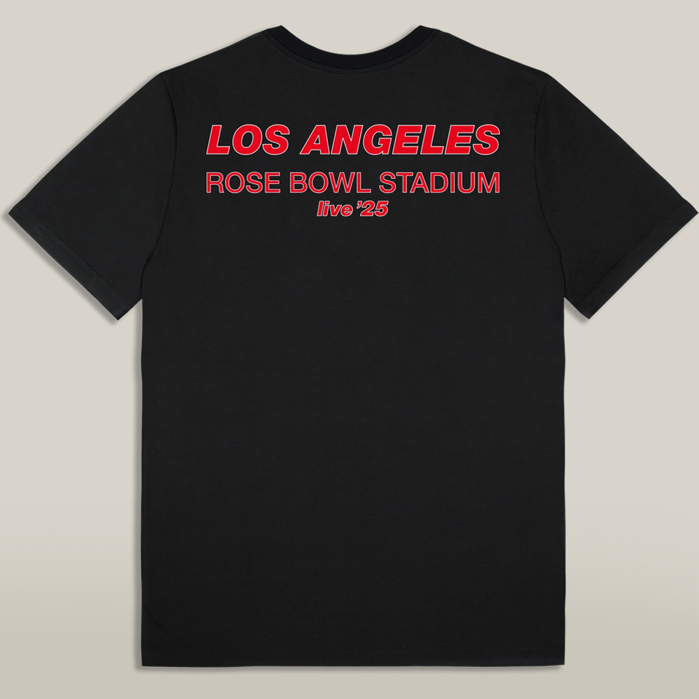 Oasis 25 Merch Live 25 Los Angeles T Shirt Black Fan Merch Apparel