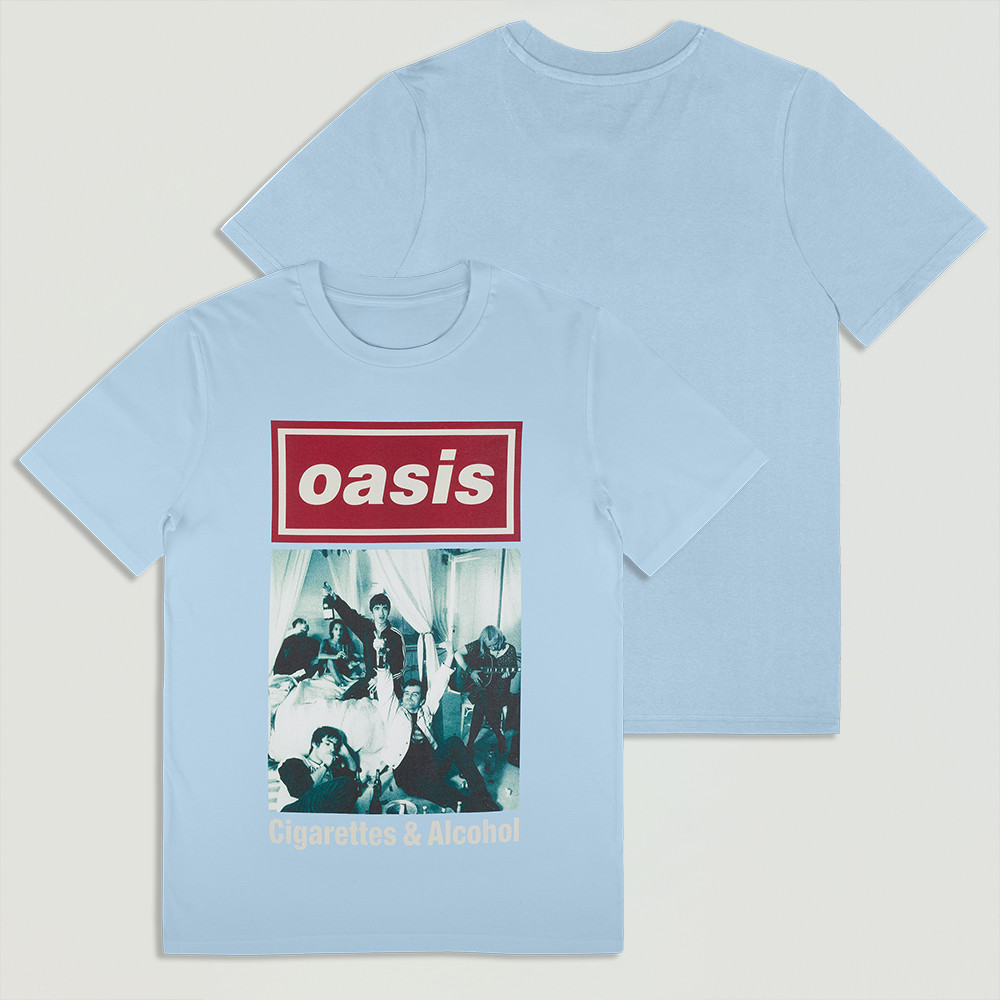 Oasis Live 25 Cigarettes & Alcohol Cover T-Shirt Blue Wonderful Merch Gift For Mom
