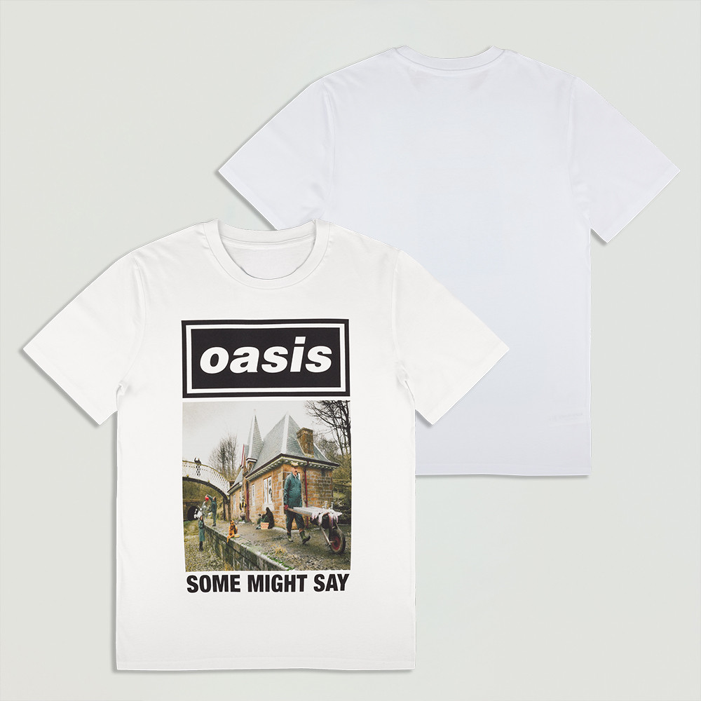 Oasis Live 25 Some Might Say Cover T-Shirt White Classic Casual Tee Perfect Present For Men