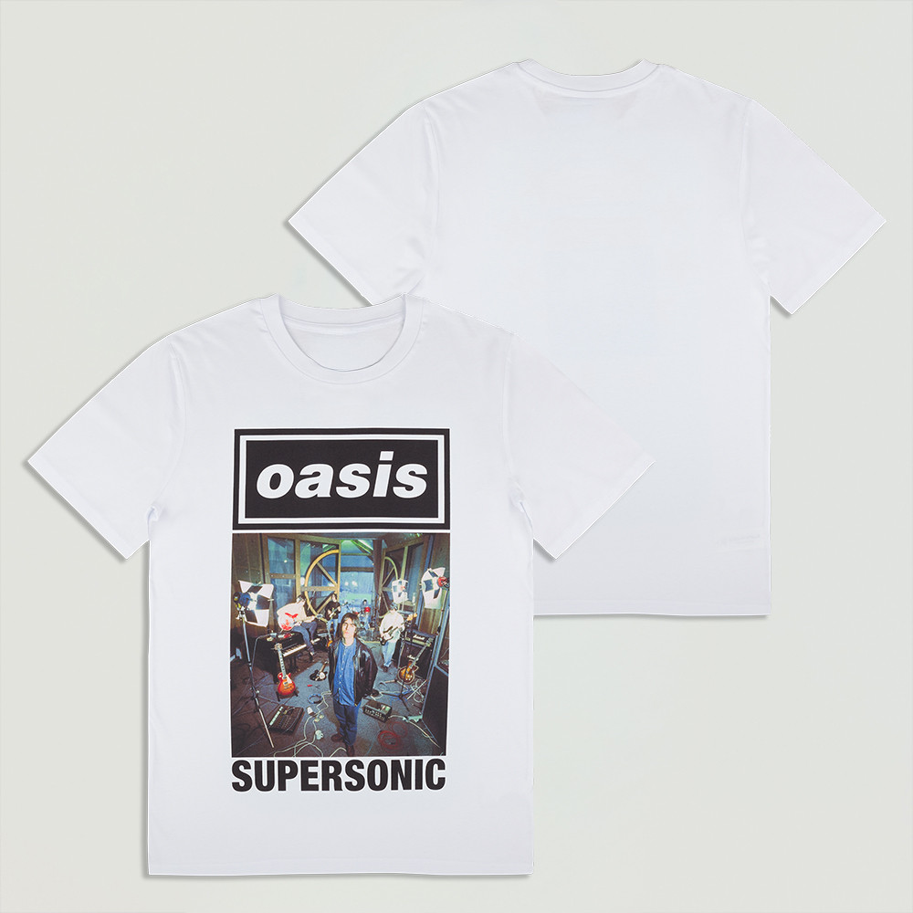 Oasis Live 25 Supersonic Cover T-Shirt White Classic Casual Tee Present For Him