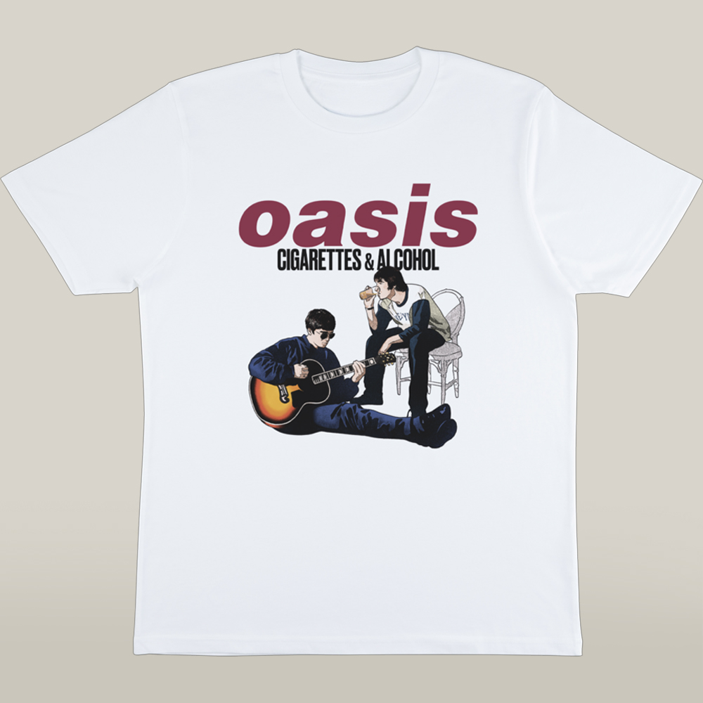 Oasis Merch Cigarettes And Alcohol Illustration T Shirt Gift For Fans
