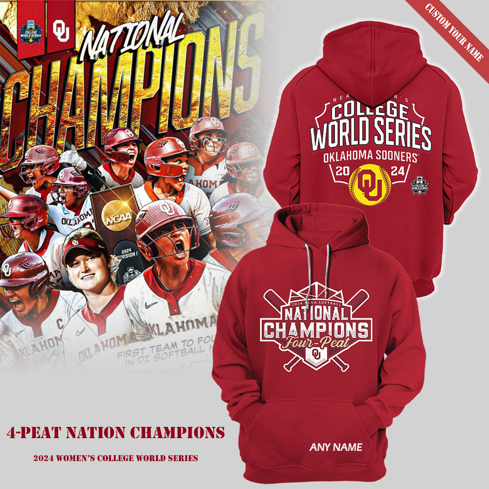 Oklahoma Four-Peat Softball WomenÃ¢â‚¬â„¢s College World Series Champions Pullover Hoodie OklahomaWSoftball06072424 Unique Gift For Fan