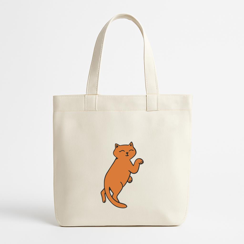 Orange Cat Is Standing On Its Hind Legs Canvas Tote Bag