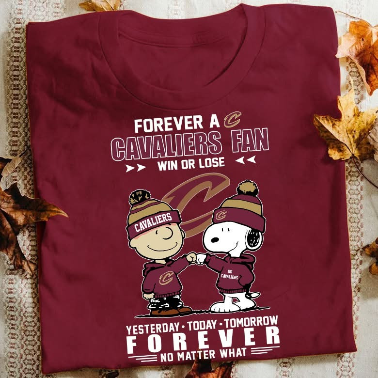 Peanuts Snoopy And Charlie Browns Forever A Cleveland Cavaliers Fan Win Shirt Fathers Day Gifts