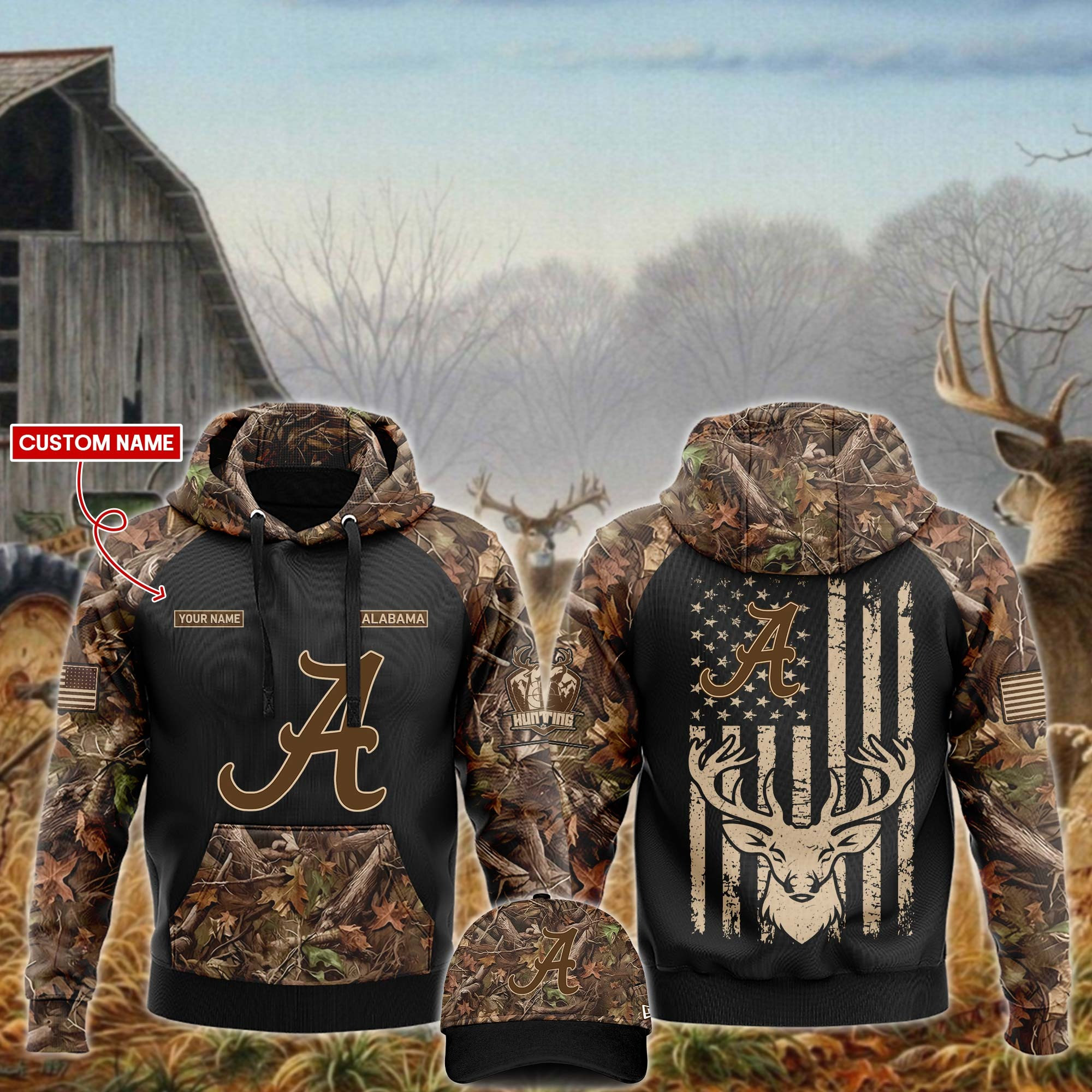 Personalized Alabama Crimson Tide NCAA x Hunting Hoodie Gifts For Football Fan