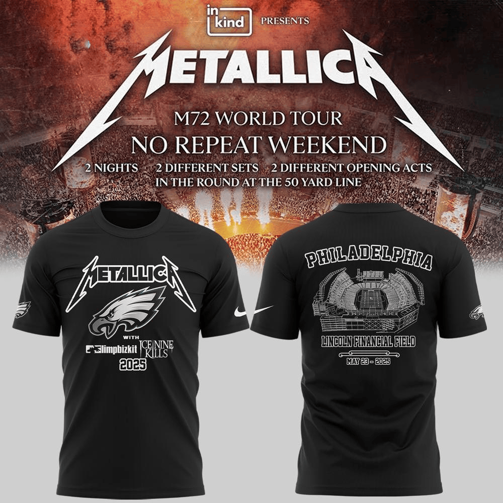 Philadelphia Eagles x Metallica M72 World Tour T-Shirt Metallica Philadelphia Eagles Merch