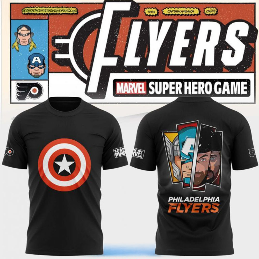 Philadelphia Flyers Marvel Super Hero Game 2025 T-Shirt Gifts For Fathers Day From Son