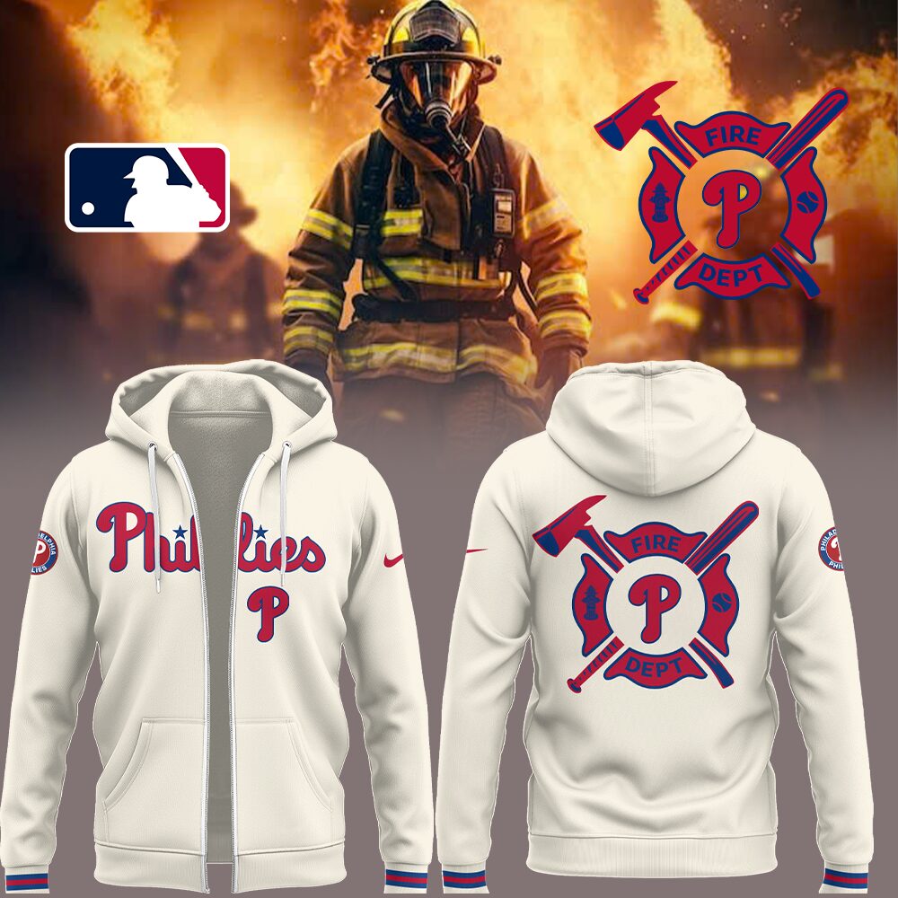Phillies x Firefighter Appreciation Night Zip-Hoodie Baseball Coach Gift Ideas