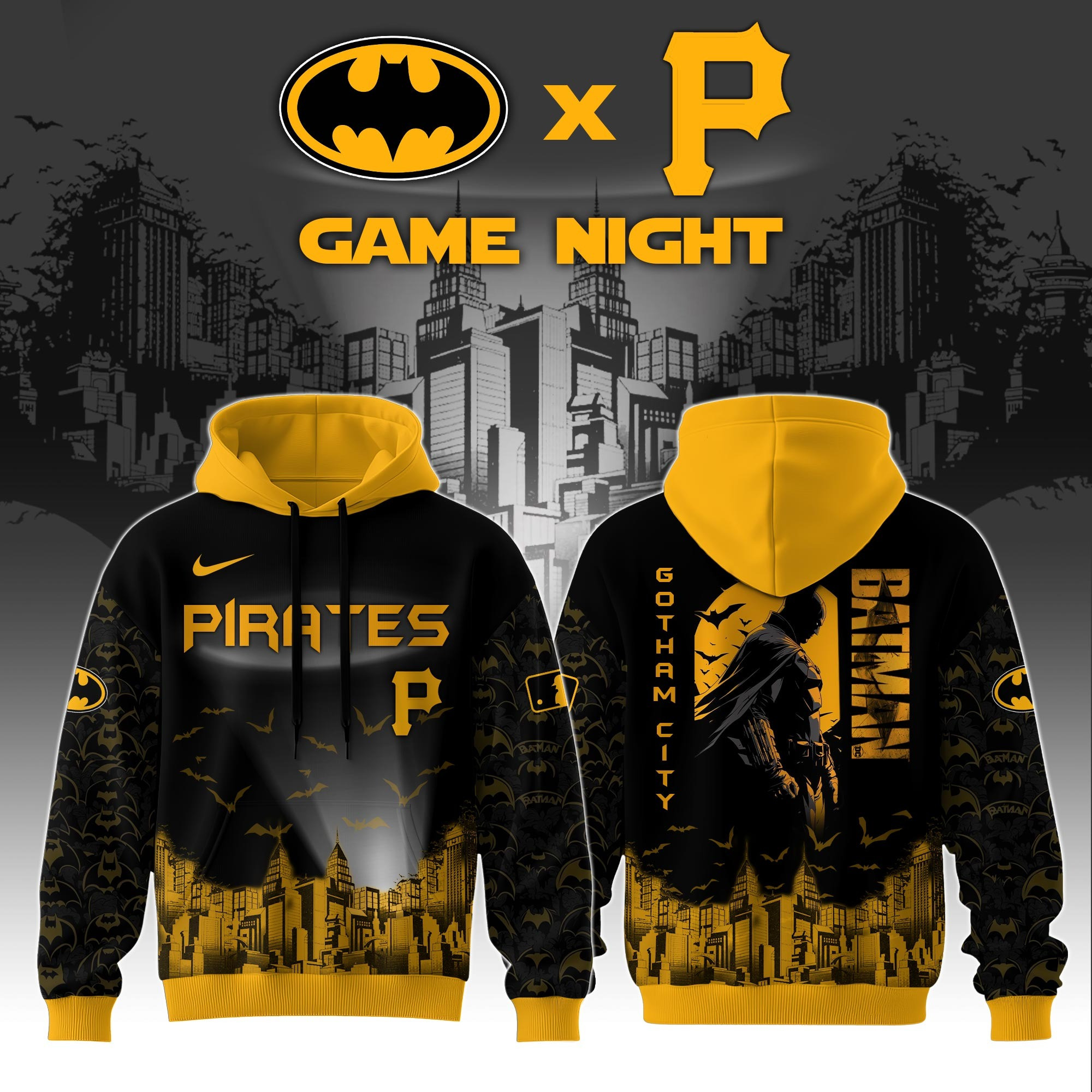 Pittsburgh Pirates x DC Batman Game Night Hoodie Best Gifts For Baseball Fans For Him Dad