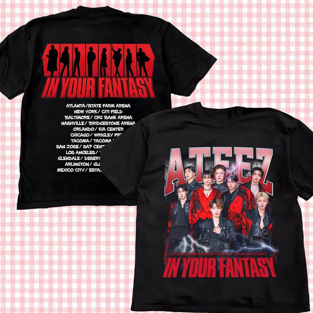 Retro Ateez 2025 World Tour in Your Fantasy Shirt Ateez World Tour 2025 in North America Merch