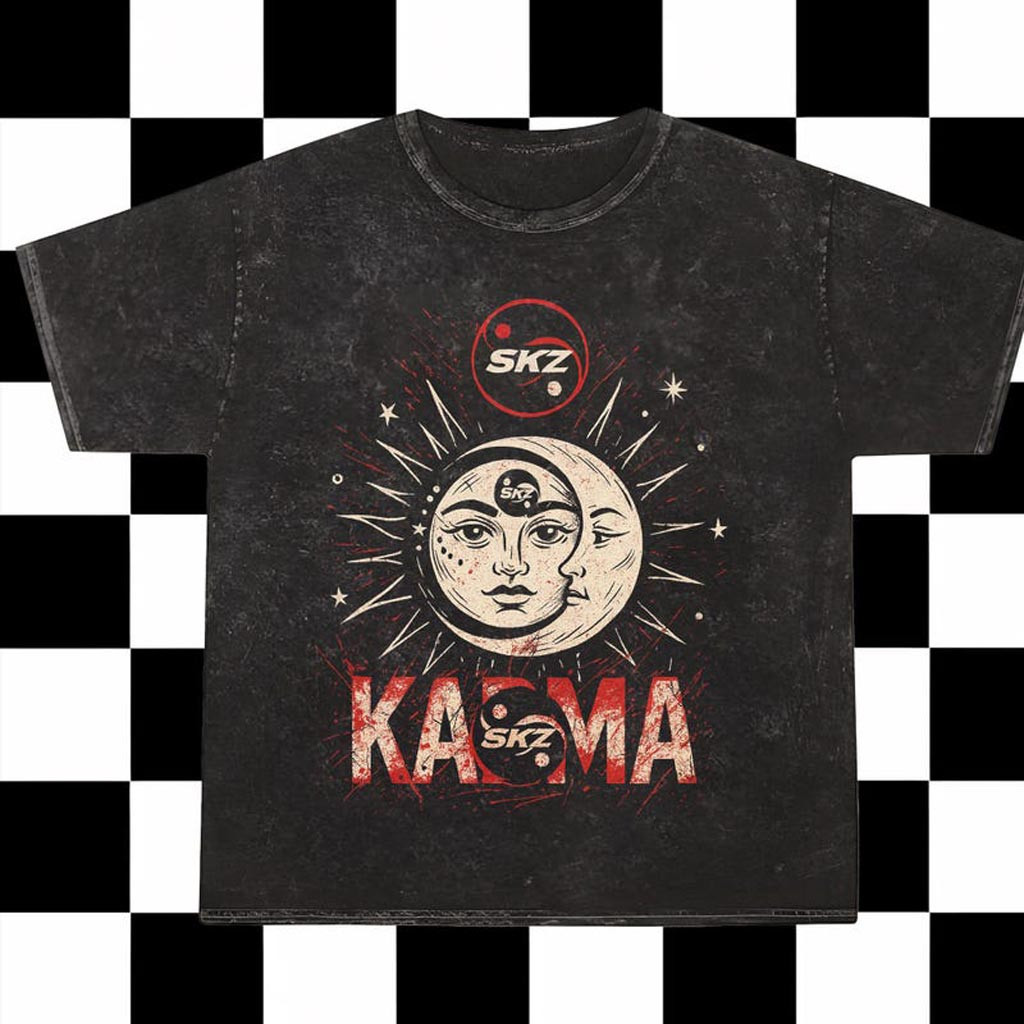 Retro Stray Kids Karma Mineral Washed Shirt Vintage SKZ Karma T-Shirt Stray Kids Karma Shirt