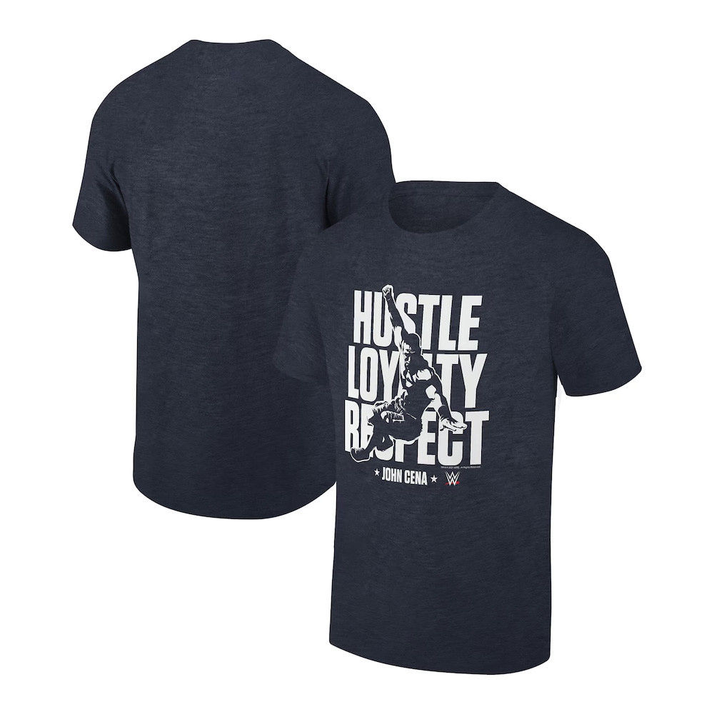 Ripple Junction Heather Navy John Cena Hustle Loyalty Respect Bold Graphic T-Shirt Fans Gifts