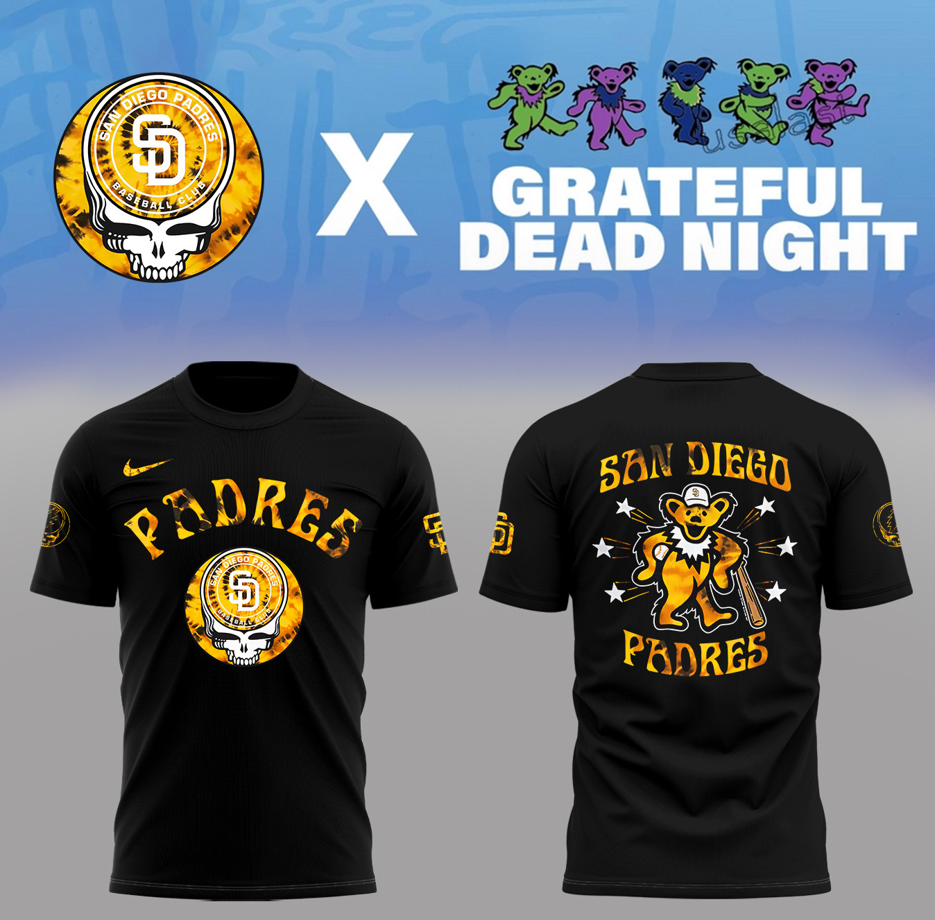 San Diego Baseball Grateful Dead Night Black T-shirt Merch Unique Gifts For Music Supporting