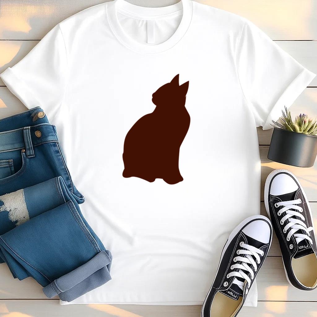 Seated Cat Silhouette T Shirt