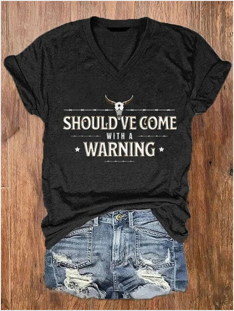 Shouldve Come With A Warning Texas Razor Wire V-Neck Shirt Support Texas Barbed Wire