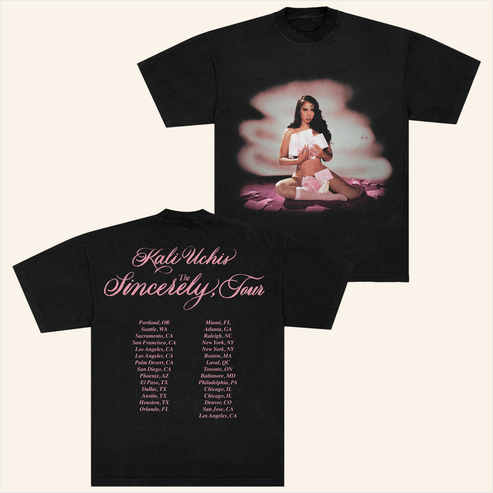 Sincerely Tour Date Back Black T-Shirt Kali Uchis Merch Gifts For Sister Gifts For Friends