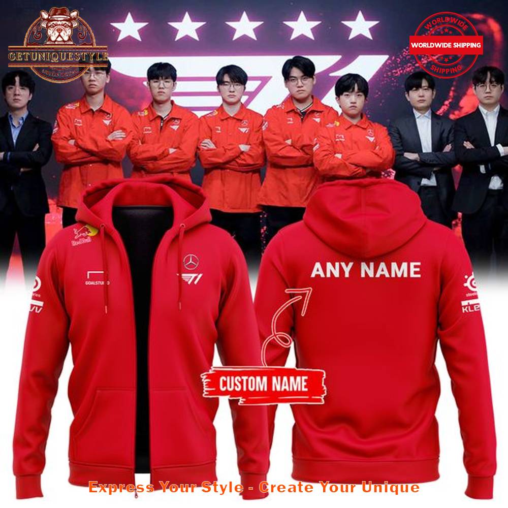 SKT T1 2025 Red Zip Hoodie