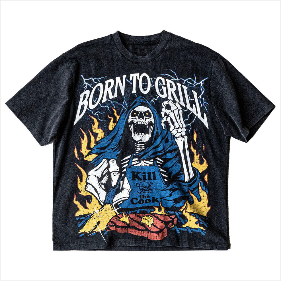 Skull Born To Grill T-Shirt Cold Ones Merch Birthday Gifts For Father Gifts For Friends