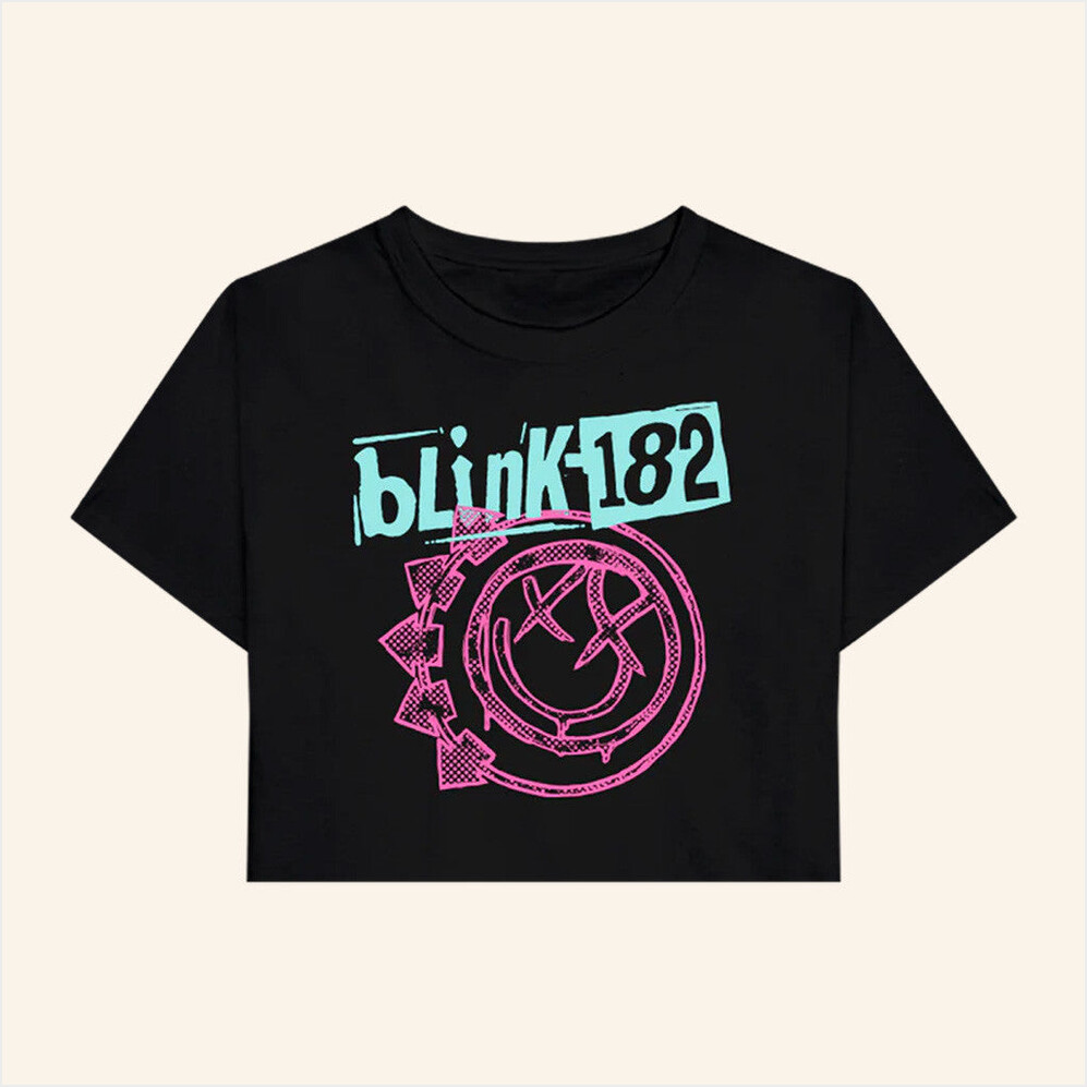 Smiley Cropped T-Shirt Blink 182 Merch Birthday Gifts For Mom Gifts For Besties