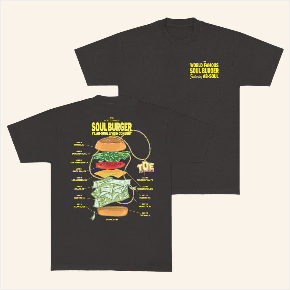Soul Burger Tour T-Shirt Txdxe Top Dawg Entertainment Merch Black Best Friend Birthday Gifts