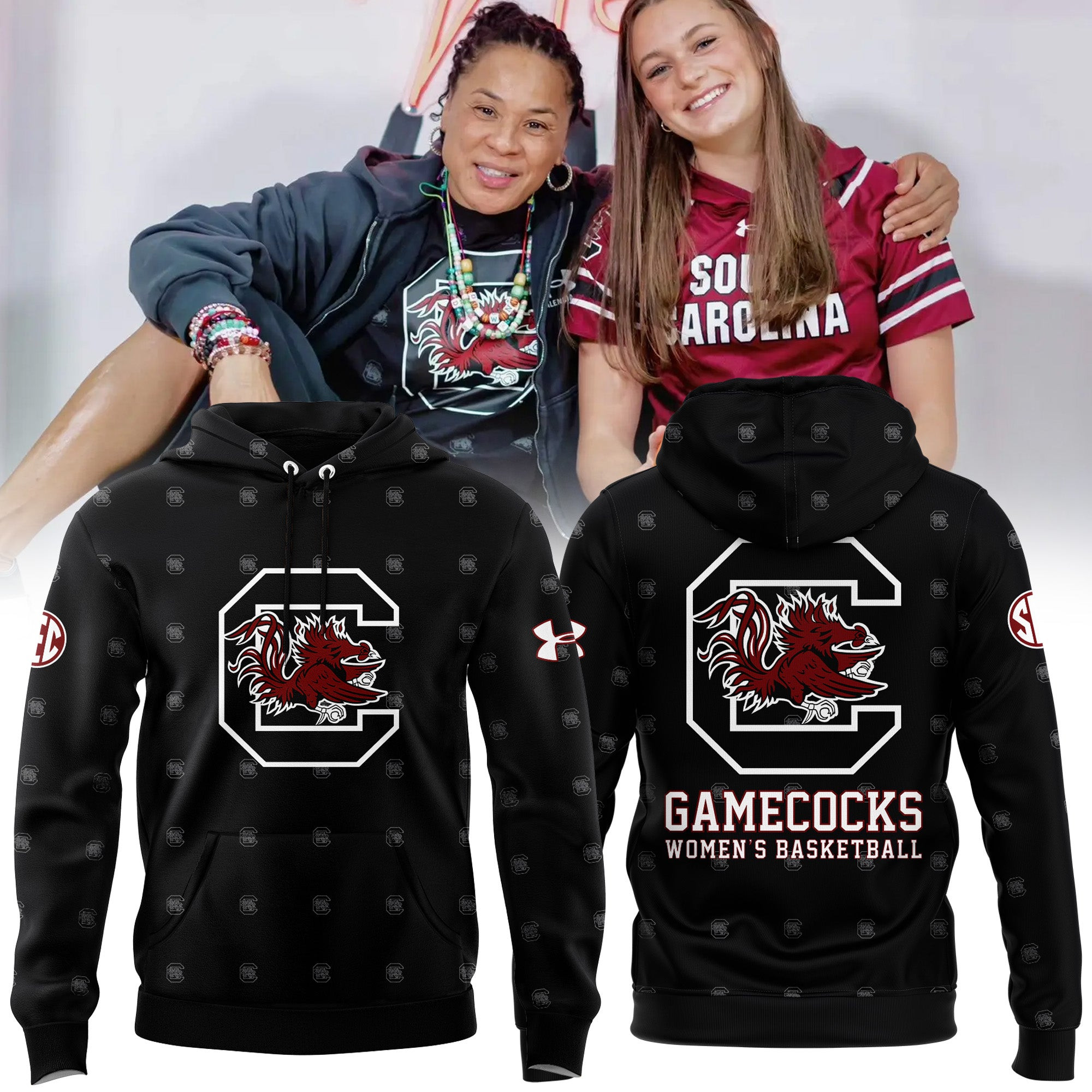 South Carolina Gamecocks Monogram Logo NCAA Hoodie Presents For Football Lovers