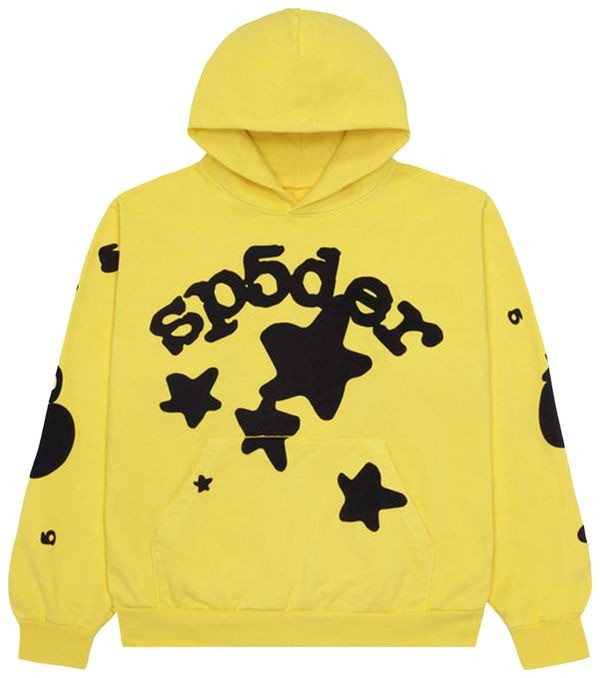 Sp5der Beluga Hoodie Gold Yellow Stars 555 Spider Web Hoodie Apparel Merch Clothing Gifts