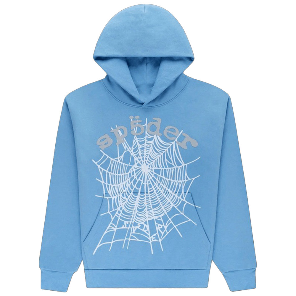 Sp5der OG Web Hoodie Dusty Blue 555 Spider Web Hoodie Apparel Merch Gifts For Him